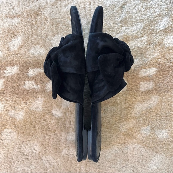 Tory Burch Annabelle Suede Leather Bow Open Toe Slide Sandals In Black Size 7 - Picture 6 of 14